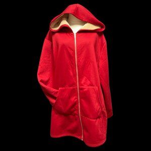 Plush Lined Hoodie Jacket w/ Half Kangaroo Pockets